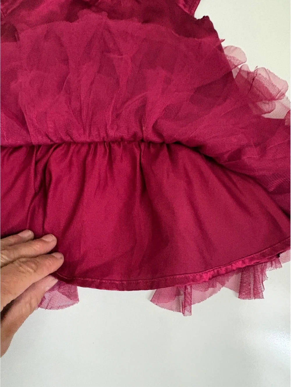 Baby Gap | Burgundy Wine Satin Tulle Ruffle Short Sleeve Dress Bow Size 6-12mo